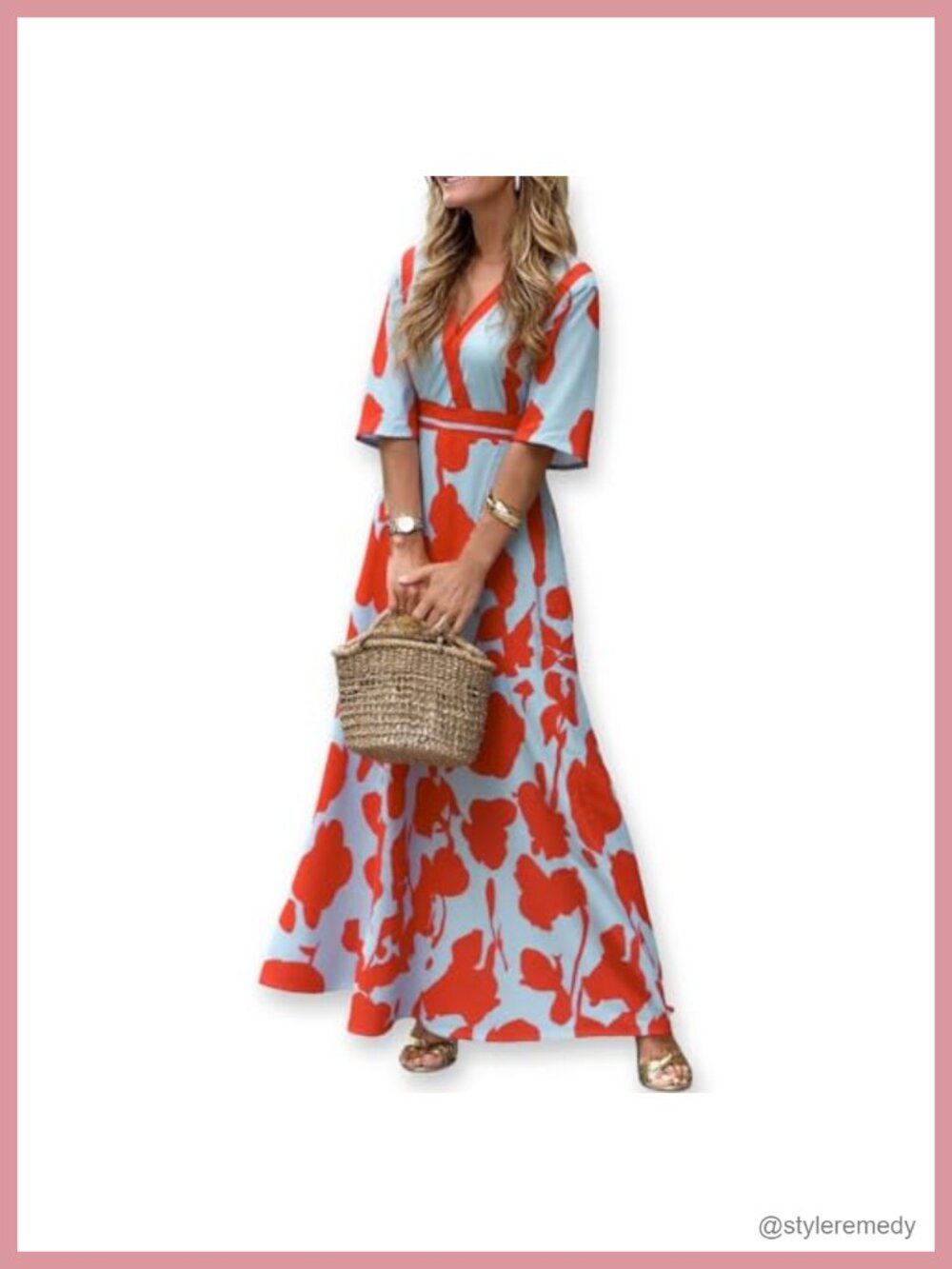 Women's Boho Floral Satin V Neck Maxi Dress Wedding Guest
